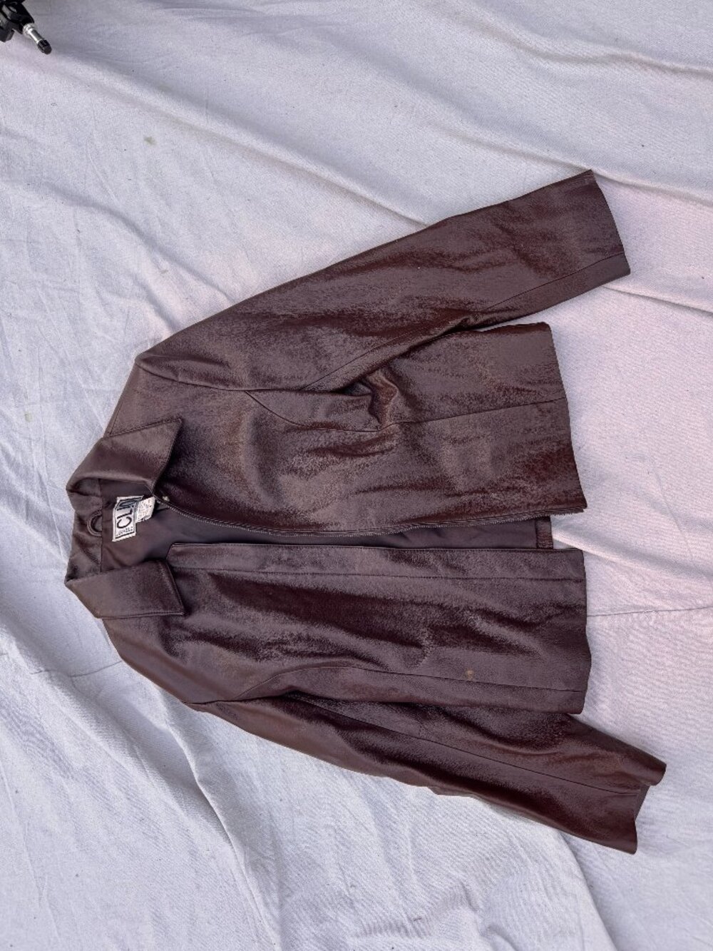 Vintage CLIO Brown Genuine Leather Blazer Jacket Size 4